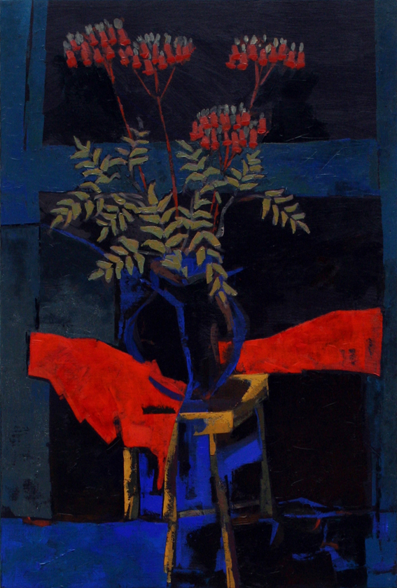 Florero en banqueta 54x81 cm Ã³leo/lienzo 2015